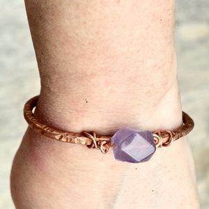 Genuine Purple Amethyst Gemstone Copper Bracelet